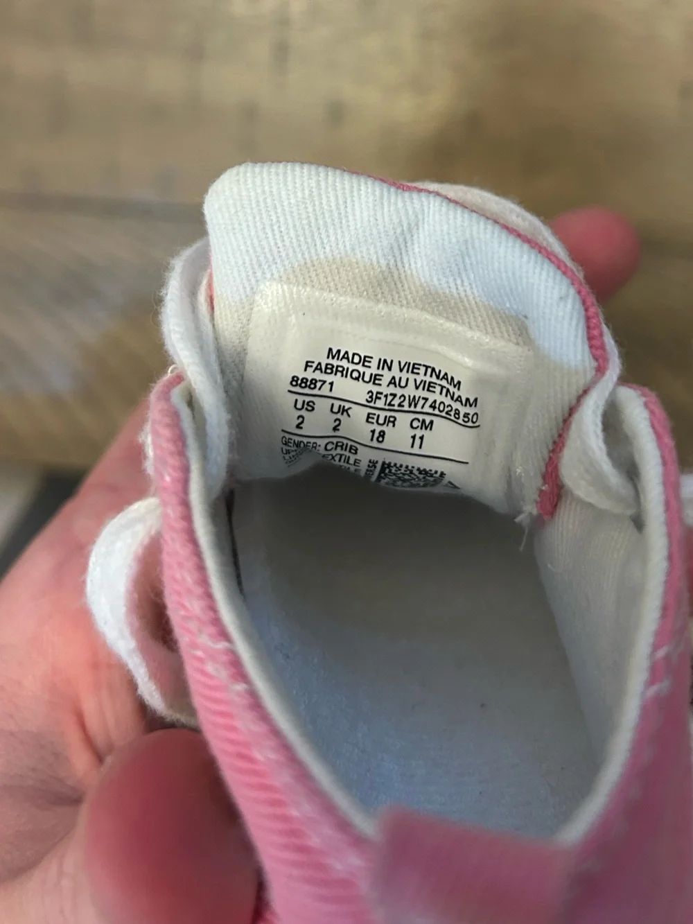 Size 2 toddler Converse Pink Sneakers with White Laces